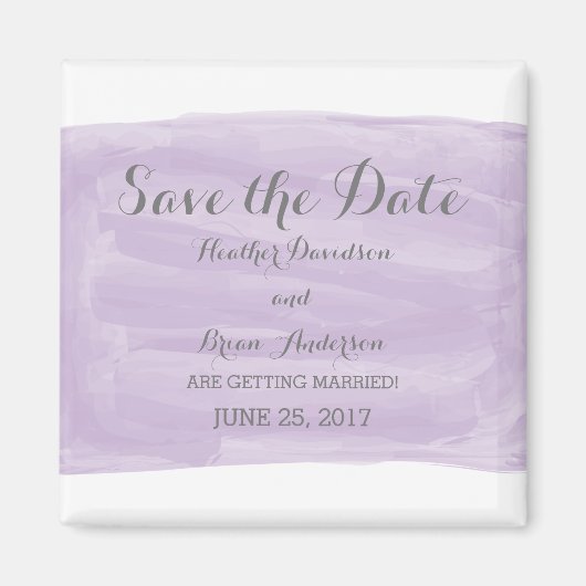 紫色の水彩日付磁石を保存 マグネット (正面)