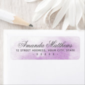 紫色の水彩書道スクリプトアドレス ラベル (インサイチュ)