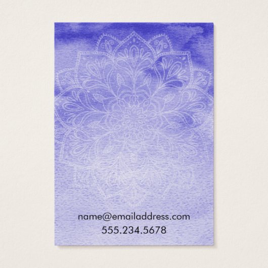 紫色の水彩曼荼羅のイヤリングディスプレイカード (裏面)
