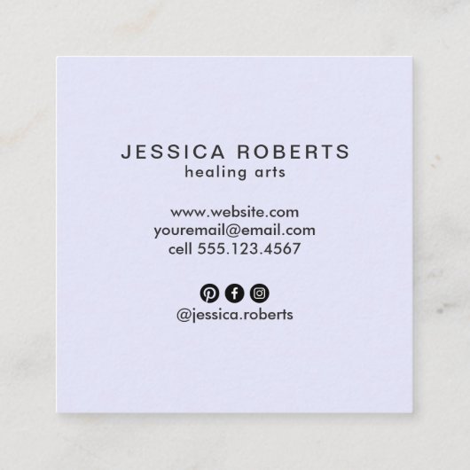 紫色の水彩月相形而上学的 スクエア名刺 (裏面)