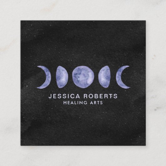紫色の水彩月相形而上学的 スクエア名刺 (正面)