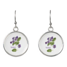 紫色の水彩植物用イヤリング