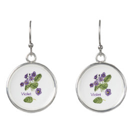 紫色の水彩植物用イヤリング イヤリング