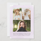 紫色の水彩洗浄4写真卒業 案内状 (裏面)