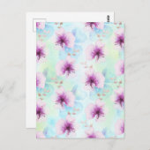 紫色の水彩熱帯花 ポストカード (正面/裏面)