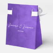 紫色の水彩牡丹結婚の花のカスタム フェイバーボックス (裏面サイド)