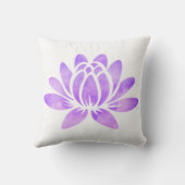 紫色の水彩画のはすの花のモダン クッション (裏面)