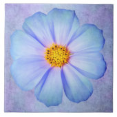 紫色の水彩画のティール（緑がかった色）の青およびすみれ色のデイジー タイル (正面)