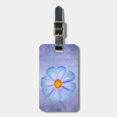 紫色の水彩画のティール(緑がかった色)の青およびすみれ色のデイジー ラゲッジタグ (正面縦)