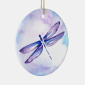 紫色の水彩画のトンボのクリスマスオーナメント セラミックオーナメント (右)