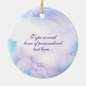 紫色の水彩画のトンボのクリスマスオーナメント セラミックオーナメント (裏面)