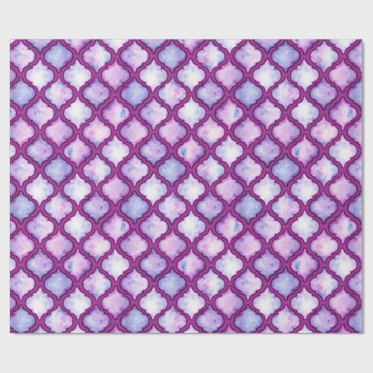 紫色の水彩画のモロッコのクローバーのギフト用包装紙 ラッピングペーパー (フラット)