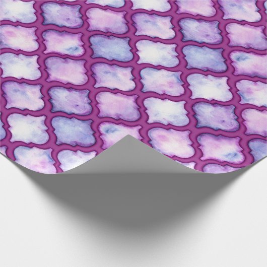 紫色の水彩画のモロッコのクローバーのギフト用包装紙 ラッピングペーパー (角)