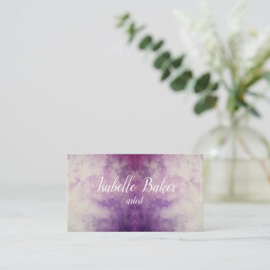 紫色の水彩画の名刺 名刺 (スタンド正面)