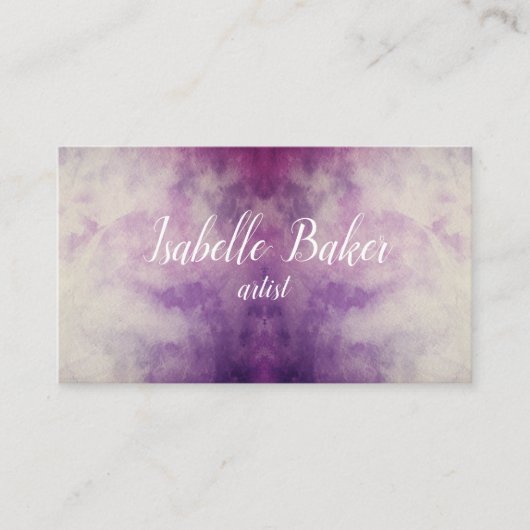 紫色の水彩画の名刺 名刺 (正面)