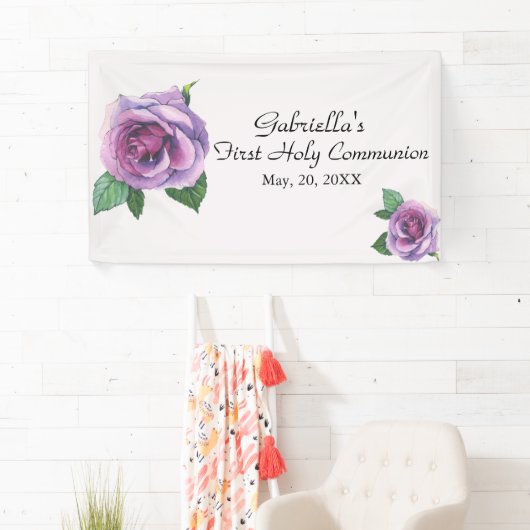 紫色の水彩画の最初聖餐式の旗 横断幕 (インサイチュ)