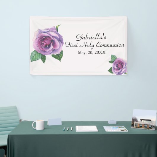 紫色の水彩画の最初聖餐式の旗 横断幕 (トレードショー)