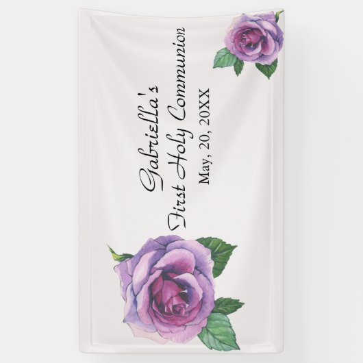 紫色の水彩画の最初聖餐式の旗 横断幕 (縦)