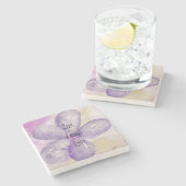 紫色の水彩画の生きている花 ストーンコースター (横)