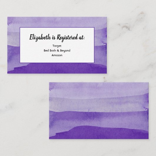 紫色の水彩画の登録カード エンクロージャーカード (正面/裏面)