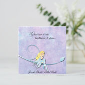 紫色の水彩画の結婚式招待状の青い妖精 招待状 (スタンド正面)