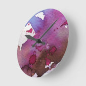 紫色の水彩画の背景 ラウンド壁時計 (傾斜)
