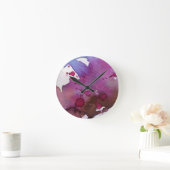 紫色の水彩画の背景 ラウンド壁時計 (ホーム)