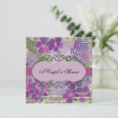 紫色の水彩画の花のカップルのシャワーの招待 招待状 (スタンド正面)