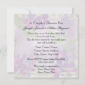 紫色の水彩画の花のカップルのシャワーの招待 招待状 (裏面)