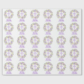 紫色の水彩画の花の女の子の最初聖餐式 ラッピングペーパー (フラット)