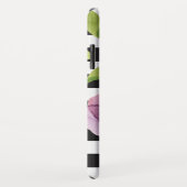 紫色の水彩画の花の黒のストライプパターン Case-Mate iPhoneケース (裏面/右)