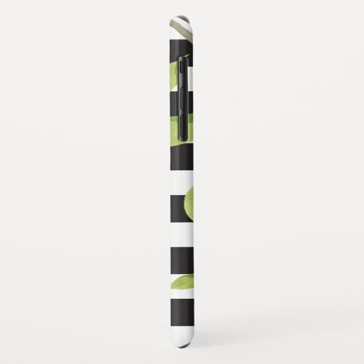 紫色の水彩画の花の黒のストライプパターン Case-Mate iPhoneケース (裏面/左)