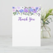 紫色の水彩画の花カードありがとう サンキューカード (スタンド正面)
