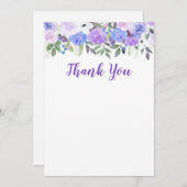 紫色の水彩画の花カードありがとう サンキューカード (正面/裏面)