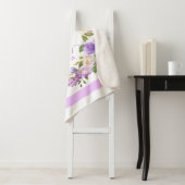 紫色の水彩画の花柄のストライプな女の子の子供部屋のベビー シェルパブランケット (インサイチュ)