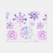 紫色の水彩画の雪片のクリスマスのデザイン フリースブランケット (正面(横))
