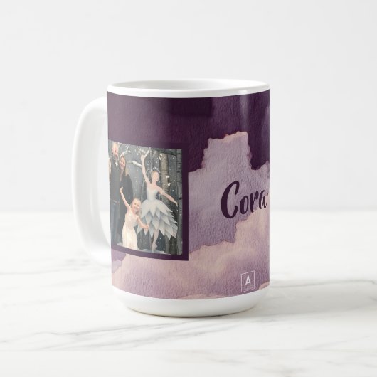 紫色の水彩画は2写真を曇らせます コーヒーマグカップ (正面左)