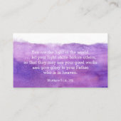 紫色の水彩画カード-牧師、教会、大臣 名刺 (裏面)