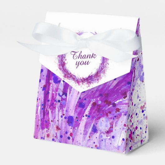 紫色の水彩画感謝してい品ギフトボックス フェイバーボックス (正面サイド)
