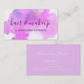 紫色の水彩箔ウォッシュガーリー 名刺 (正面/裏面)