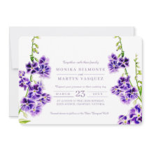 紫色の水彩結婚式招待状