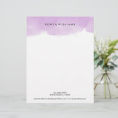 紫色の水彩色のオフィス用書簡ヘッド レターヘッド (スタンド正面)