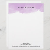 紫色の水彩色のオフィス用書簡ヘッド レターヘッド (正面/裏面)