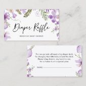 紫色の水彩花おむつラッフルカード 名刺 (正面/裏面)