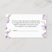 紫色の水彩花おむつラッフルカード 名刺 (裏面)