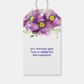 紫色の水彩花とグリッター結婚ズ ギフトタグ (裏面)