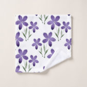 紫色の水彩花のパターン バスタオルセット (ウォッシュタオル)