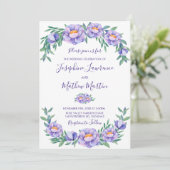 紫色の水彩花の結婚式招待状 招待状 (スタンド正面)