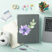 紫色の水彩花シール シール (iPadカバー)