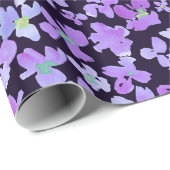 紫色の水彩花デザイン包装紙 ラッピングペーパー (ロールコーナー)